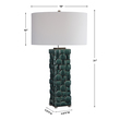small led desk lamp Uttermost Green Table Lamp Sporting A Fun, Contemporary Design, This Ceramic Table Lamp Showcases A Geometric Square And Circle Motif Finished In A Deep Emerald Green Glaze Accented With Brushed Nickel Details.