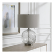 color garden lights Uttermost Glass Table Lamp Modern Style Table Lamp Features A Translucent Art Glass Base With Abstract Black Flecks Throughout, Accented With Brushed Nickel Details.