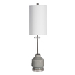 gold standing lamp Uttermost Warm Gray Buffet Lamp This Elegant Buffet Lamp Features A Clean Geometric Shaped Ceramic Base Finished In A Warm Gray Glaze, Accented By Polished Nickel Plated Iron Details And Crystal Accents.