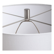 clear white light bulbs Uttermost Gray Glaze Table Lamp Sleek And Contemporary, This Ceramic Table Lamp Showcases A Two-tone Light Gray Glaze With A Gloss Sheen Top Half And A Textured Bottom Half, Complemented By Gunmetal Plated Accents.
