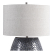 led office lamp Uttermost Metallic Gray Table Lamp Reminiscent Of Natural River Stones, This Table Lamp Showcases An Embossed Textured Ceramic Base In A Metallic Charcoal Gray Finish With Brushed Nickel Plated Details.