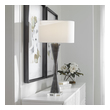 small christmas lamp shades Uttermost Ribbed Iron Table Lamp Constructed From Cast Iron, This Table Lamp Features A Masculine Look With Ribbed Texture And An Hourglass Silhouette, Displayed On A Thick Crystal Foot.