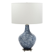 feather side lamp Uttermost Cobalt Blue Table Lamp Showcasing A Curved Art Glass Base, This Elegant Table Lamp Features Rich Cobalt Blue And White Tones Displayed In A Soft Swirl Pattern With Brushed Nickel Plated Details.