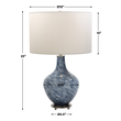 feather side lamp Uttermost Cobalt Blue Table Lamp Showcasing A Curved Art Glass Base, This Elegant Table Lamp Features Rich Cobalt Blue And White Tones Displayed In A Soft Swirl Pattern With Brushed Nickel Plated Details.