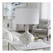 tall tiffany table lamps Uttermost Distressed White Table Lamp This Glass Table Lamp Features A Timeless Shape Finished In A Distressed White With A Myriad Of Black And Gray Flecks, Accented By A Thick Crystal Foot And Brushed Nickel Plated Details.