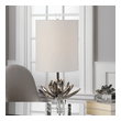 outdoor lights for house christmas Uttermost Silver Lotus Accent Lamp Simple Elegance Is Achieved By This Antiqued, Metallic Silver, Lotus Bloom That Appears To Be Floating On A Clear Crystal Foot.