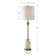 nightstand led light Uttermost Antique Brass Buffet Lamp Light Champagne Glass, Showcasing Elegant Features, Accented With Antique Brass Plated Details.