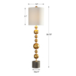 glass globe sconce Uttermost Gold Buffet Lamp This Contemporary Design Features Stacked, Spun Metal Spheres, Finished In A Hand Applied Metallic Gold Leaf, Displayed On A Charcoal-stained Concrete Foot.