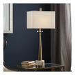 best led lights for desk Uttermost Tapered Brass Table Lamp This Tapered Steel Base Is Finished In A Plated Antiqued Brass, Paired With An Ivory Marble Foot With Brown Veining And A Crystal Accent.