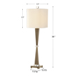 neutral bedside lamps Uttermost Antiqued Brushed Nickel Lamp This Sleek Design Features Tapered Steel Columns, Finished In Plated, Lightly Antiqued Brushed Brass, Accented With Thick Crystal Details.