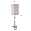 pink glass lamp Uttermost Cut Crystal Buffet Lamp This Elegant Piece Showcases A Slender Profile Featuring Polished Cut Crystal Details, Paired With Plated Antique Brass Accents. A Round Hardback Drum Shade In White Linen Fabric Completes This Sophisticated Design.