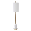 desk lamp shade Uttermost Minette Mid-Century Buffet Lamp Transitional In Design, This Buffet Lamp Has A Tapered Base Finished In A Plated Antique Brass, Accented With A Polished White Marble Detail.