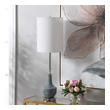 small gold lampshade Uttermost Piers Mottled Blue Buffet Lamp This Buffet Lamp Features A Ceramic Base Finished In A Mottled Blue Glaze With Subtle Rust Distressing. Polished Nickel Plated Details And Crystal Accents Complement This Design.
