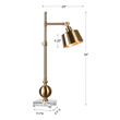 modern glass light fixtures Uttermost Brushed Brass Task Lamps Brushed Brass Plated Metal Accented With A Thick Crystal Foot. The Shade Pivots Up And Down And Lamp Is Adjustable In Height.