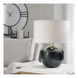 large white light shade Uttermost Deep Green Table Lamp This Ceramic Table Lamp Features A Deep Emerald Green Drip Glaze With Subtle Ivory Undertones Paired With Brushed Nickel Plated Details.