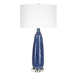 buffet stick metal table lamp Uttermost Cobalt Blue Table Lamp Finished In A Distressed Deep Cobalt Blue Glaze With Subtle White Undertones, This Table Lamp Features A Textured Ceramic Base With Iron Details Finished In Brushed Nickel Displayed On An Elegant Crystal Foot.