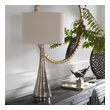glass night lamp Uttermost Metallic Glass Table Lamp This Table Lamp Features A Graceful Tapered Base Crafted From Artisanal Blue-green Metallic Glass. Iron Accents Are Finished In Brushed Nickel.
