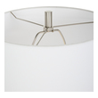 tiffany glass lamp shades Uttermost White Marble Buffet Lamp Showcasing A Classic Trumpet Shape, This Buffet Lamp Is Handcrafted From Granulated White Marble That Accurately Replicates The Look Of Thassos Marble, Displayed On A Thick Crystal Foot, Paired With Brushed Nickel Plated Accents.
