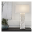 victorian outdoor light Uttermost White Marble Table Lamp Stylish And Sophisticated, This Table Lamp Is Executed In A Rich Carved Material Made Of Granulated White Marble That Accurately Replicates The Look Of Thassos Marble And Is Accented By Brushed Nickel Finished Iron Details.
