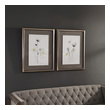 bird wall hanging Uttermost Floral Art Wall Art Clean Silver Frame With Black Inner Lip, Mat Is Soft Dark Gray.  Print Is Floating Under Glass With A Torn Deckle Edge. Art Colors Are Soft Gray, Forest Green, Golden Yellow, Off White Background.