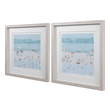 glass frame art Uttermost Landscape Art Beach Scene, Double White Mats, Light Driftwood Colored Frames, Light Blue, Blue, Teal, Tan, Peach, Charcoal, White, Beige
