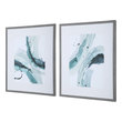 new wall hanging Uttermost Abstract Prints Teal, Light Green, Aqua, Double White Mat, Driftwood Gray Frame, Under Glass, Watercolor Style