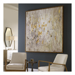 floral wall art prints Uttermost Modern Abstract Art Champagne Silver Leaf Frame Surrounding Hand Painted Canvas. Gold Leaf Accents On Canvas.