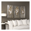 wall hanging drawing Uttermost Modern Art Burnished Champagne Finish On Frame Suurrounding Hand Painted Canvas With Fall Colors On Leaves.