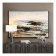 home artwork Uttermost Abstract Art Black Gallery Frame With Handpainted Canvas In Beige, Tan , Gray With Lower Colors Being Brown, Gray, Dark Charcoal, Off White And Pops Of Cobalt, Gold Leaf Accents.