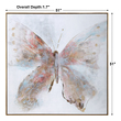 glass picture frames for wall Uttermost Butterfly Art Hand Painted Canvas, Antiqued Gold Leaf Gallery Frame, White, Light Gray, Light Blue, Fuschia, Gold Leaf, Pale Pink, Blue, Red-orange, Brown