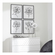 bedroom canvas art Uttermost Floral Prints Back Painted Glass, Framed Set Of Four, Black And White, Floral, Contemporary, Modern
