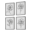bedroom canvas art Uttermost Floral Prints Back Painted Glass, Framed Set Of Four, Black And White, Floral, Contemporary, Modern