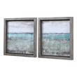 picture lights for wall Uttermost Landscape Art Rustic Gray Frame With Heavy Distressing And Aged Wood Undertones, Bronze Inner Lip With Aged Gold Undertones, Blues, Greens, Grays, Ivory, Under Glass