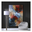 large statement wall art Uttermost Abstract Art Hand Painted Abstract, Matte Black Gallery Frame, Orange, Red, Blue, Silver Leaf