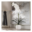 flower pot planters Uttermost Botanicals A Gracefully Arching Stem Of White Orchids With Reindeer Moss Accents Over A Bed Of Naturally Preserved Moss, Placed In A Contemporary Textured White Ceramic Pot. Container Is 4.5" W X 4.5" H X 4.5" D.