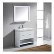 white double vanity with black hardware Virtu Bathroom Vanity Set Light Modern